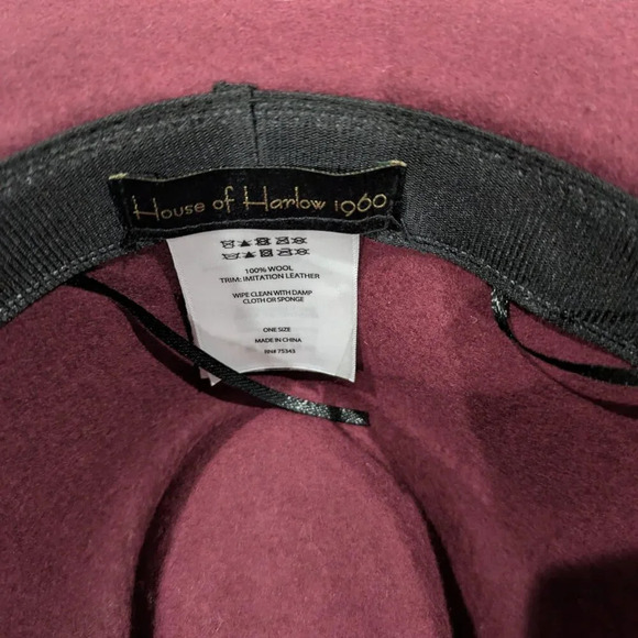 House of Harlow 100% Wool Hat Maroon and Black - Picture 6 of 11
